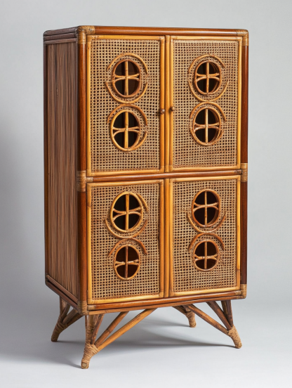 Nordic solid wood sideboard, wall-mounted integrated storage cabinet, ash wood sideboard, storage cabinet, wabi-rattan woven cabinet - Image 9