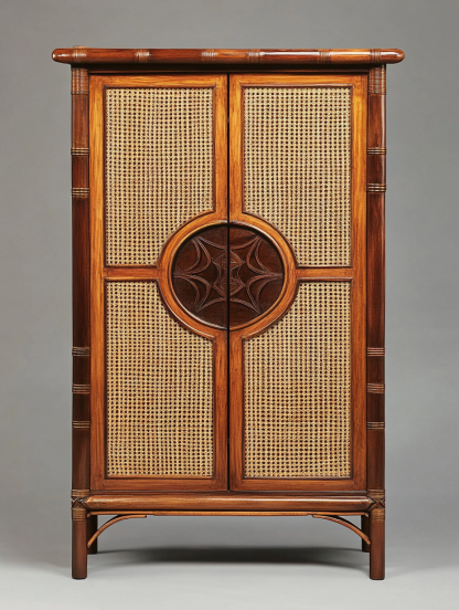 Wabi-sabi style solid wood rattan sideboard, simple and modern tea cabinet, small-sized household integrated storage cabinet - Image 9