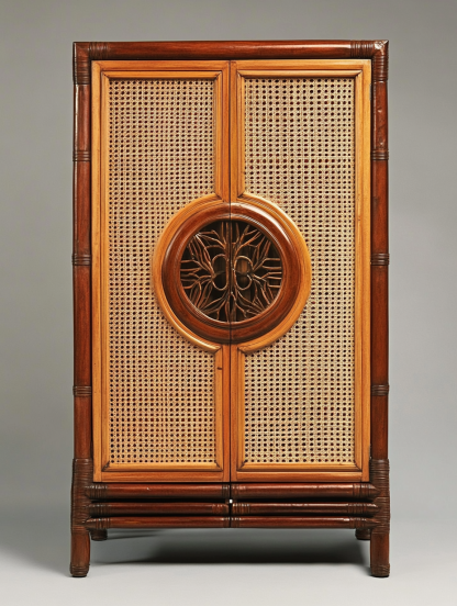 Wabi-sabi style solid wood rattan sideboard, simple and modern tea cabinet, small-sized household integrated storage cabinet - Image 8