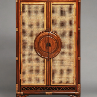 Wabi-sabi style solid wood rattan sideboard, simple and modern tea cabinet, small-sized household integrated storage cabinet