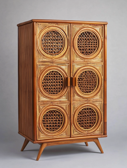 Wabi-sabi style solid wood rattan sideboard, simple and modern tea cabinet, small-sized household integrated storage cabinet - Image 8
