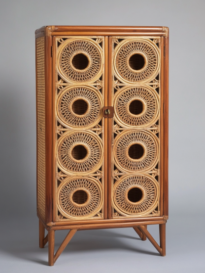 Wabi-sabi style solid wood rattan sideboard, simple and modern tea cabinet, small-sized household integrated storage cabinet - Image 4