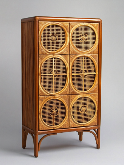 Nordic solid wood sideboard, wall-mounted integrated storage cabinet, ash wood sideboard, storage cabinet, wabi-rattan woven cabinet - Image 6