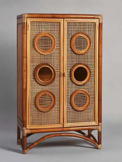 Nordic solid wood sideboard, wall-mounted integrated storage cabinet, ash wood sideboard, storage cabinet, wabi-rattan woven cabinet - Image 7