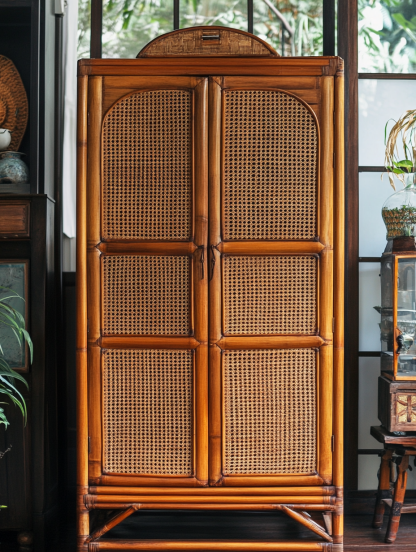 Wabi-sabi style solid wood wicker sideboard, a modern and simple Japanese wabi-sabi style retro original solid wood wicker sideboard - Image 8