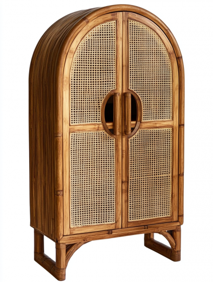 Wabi-sabi style solid wood wicker sideboard, a modern and simple Japanese wabi-sabi style retro original solid wood wicker sideboard - Image 7