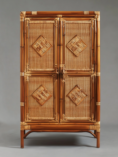 Wabi-sabi style solid wood rattan sideboard, simple and modern tea cabinet, small-sized household integrated storage cabinet - Image 9