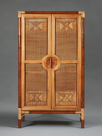 Wabi-sabi style solid wood rattan sideboard, simple and modern tea cabinet, small-sized household integrated storage cabinet - Image 8