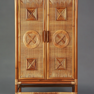 Wabi-sabi style solid wood rattan sideboard, simple and modern tea cabinet, small-sized household integrated storage cabinet