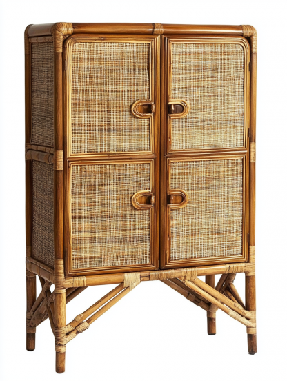 Japanese rustic-style wicker sideboard, simple and modern tea cabinet, small-sized household integrated storage cabinet