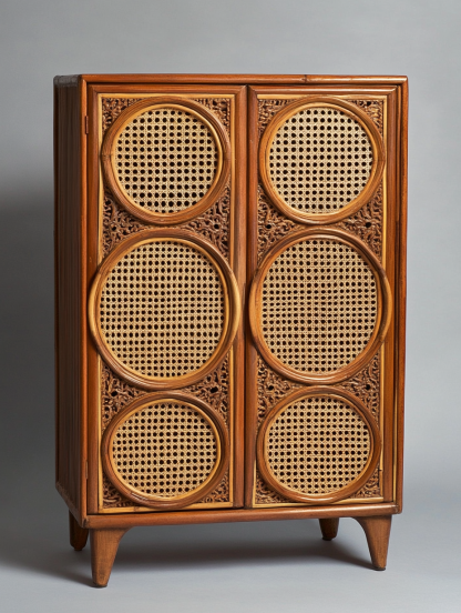 Wabi-sabi style solid wood rattan sideboard, simple and modern tea cabinet, small-sized household integrated storage cabinet - Image 8