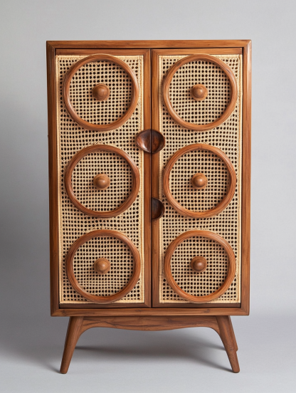 Wabi-sabi style solid wood rattan sideboard, simple and modern tea cabinet, small-sized household integrated storage cabinet - Image 5