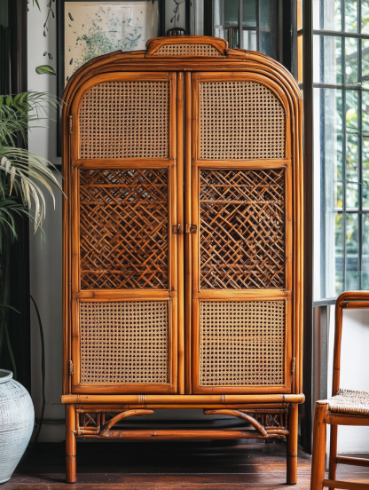 Nordic solid wood sideboard, wall-mounted integrated storage cabinet, ash wood sideboard, storage cabinet, wabi-rattan woven cabinet - Image 9