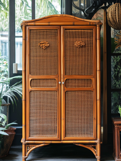 Nordic solid wood sideboard, wall-mounted integrated storage cabinet, ash wood sideboard, storage cabinet, wabi-rattan woven cabinet - Image 8