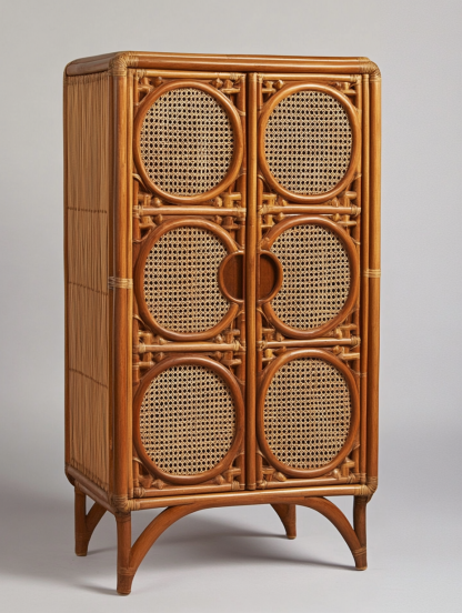 Nordic solid wood sideboard, wall-mounted integrated storage cabinet, ash wood sideboard, storage cabinet, wabi-rattan woven cabinet - Image 5