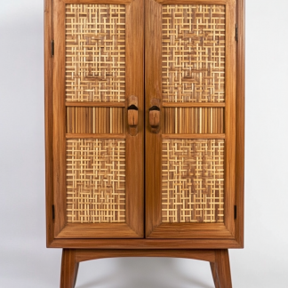 Wabi-sabi style solid wood wicker sideboard, a modern and simple Japanese wabi-sabi style retro original solid wood wicker sideboard
