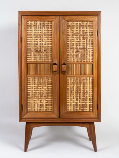 Wabi-sabi style solid wood wicker sideboard, a modern and simple Japanese wabi-sabi style retro original solid wood wicker sideboard