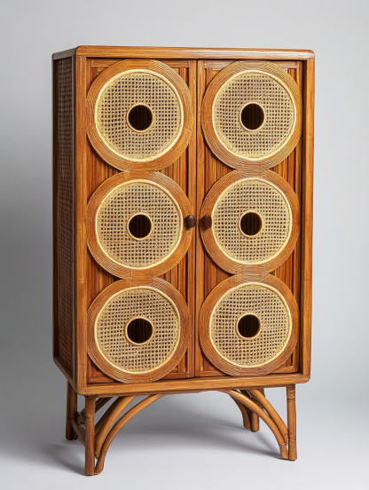Nordic solid wood sideboard, wall-mounted integrated storage cabinet, ash wood sideboard, storage cabinet, wabi-rattan woven cabinet - Image 7
