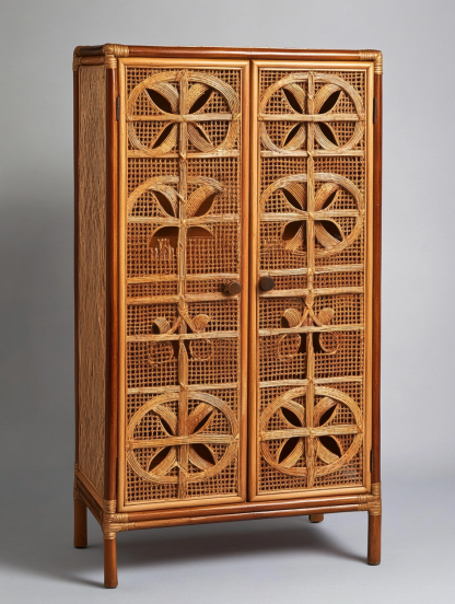 Nordic solid wood sideboard, wall-mounted integrated storage cabinet, ash wood sideboard, storage cabinet, wabi-rattan woven cabinet - Image 8