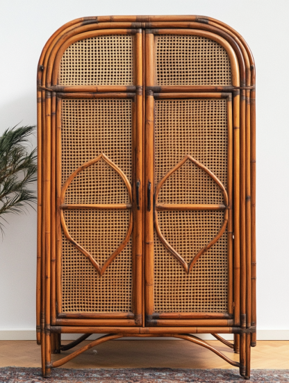 Nordic solid wood sideboard, wall-mounted integrated storage cabinet, ash wood sideboard, storage cabinet, wabi-rattan woven cabinet - Image 9