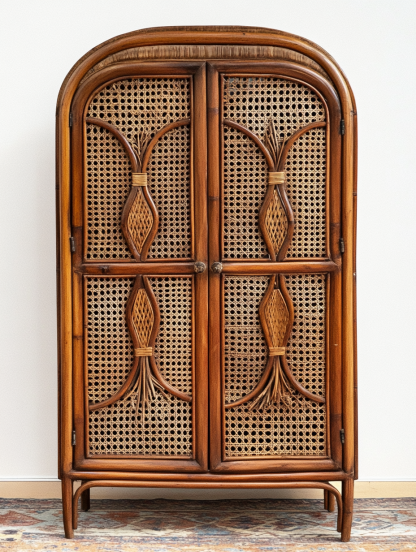 Nordic solid wood sideboard, wall-mounted integrated storage cabinet, ash wood sideboard, storage cabinet, wabi-rattan woven cabinet - Image 7