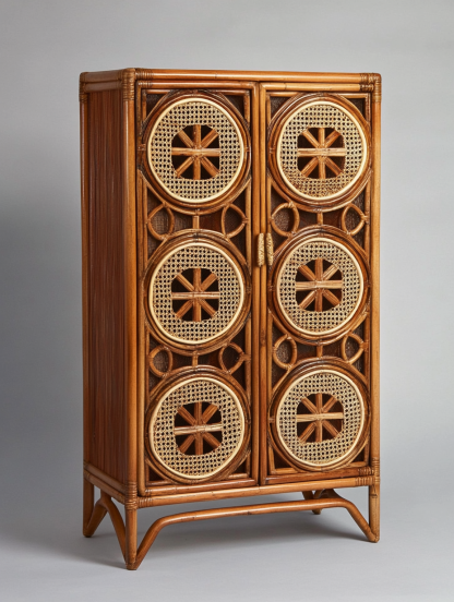 Nordic solid wood sideboard, wall-mounted integrated storage cabinet, ash wood sideboard, storage cabinet, wabi-rattan woven cabinet - Image 9
