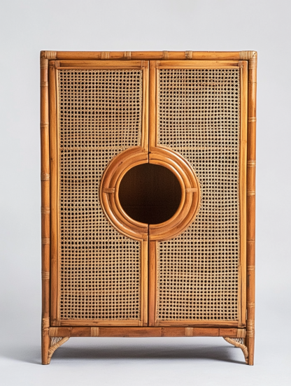 Wabi-sabi style solid wood rattan sideboard, simple and modern tea cabinet, small-sized household integrated storage cabinet - Image 9