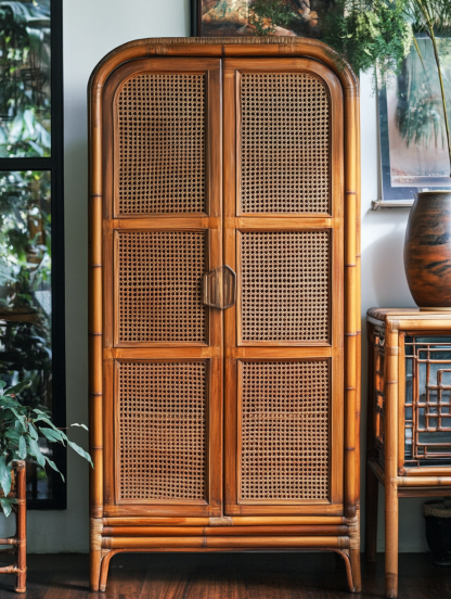 10 Wabi-sabi style solid wood rattan sideboard, simple and modern tea cabinet, small-sized household integrated storage cabinet - Image 8