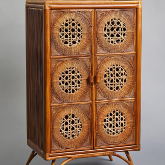 Nordic solid wood sideboard, wall-mounted integrated storage cabinet, ash wood sideboard, storage cabinet, wabi-rattan woven cabinet