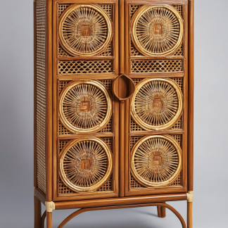 Nordic solid wood sideboard, wall-mounted integrated storage cabinet, ash wood sideboard, storage cabinet, wabi-rattan woven cabinet