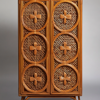 Wabi-sabi style solid wood rattan sideboard, simple and modern tea cabinet, small-sized household integrated storage cabinet