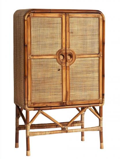 Wabi-sabi style solid wood rattan sideboard, simple and modern tea cabinet, small-sized household integrated storage cabinet - Image 9