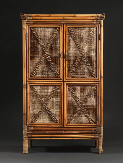 Wabi-sabi style solid wood rattan sideboard, simple and modern tea cabinet, small-sized household integrated storage cabinet - Image 8