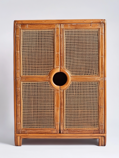 Wabi-sabi style solid wood rattan sideboard, simple and modern tea cabinet, small-sized household integrated storage cabinet - Image 7