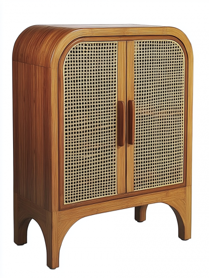 Wabi-sabi style solid wood rattan sideboard, simple and modern tea cabinet, small-sized household integrated storage cabinet - Image 6