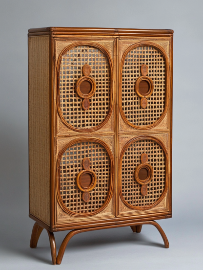 Nordic solid wood sideboard, wall-mounted integrated storage cabinet, ash wood sideboard, storage cabinet, wabi-rattan woven cabinet - Image 7