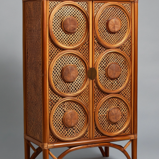 Wabi-sabi style solid wood rattan sideboard, simple and modern tea cabinet, small-sized household integrated storage cabinet