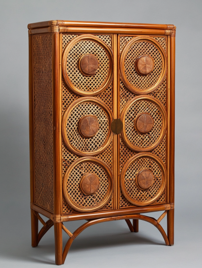 Wabi-sabi style solid wood rattan sideboard, simple and modern tea cabinet, small-sized household integrated storage cabinet