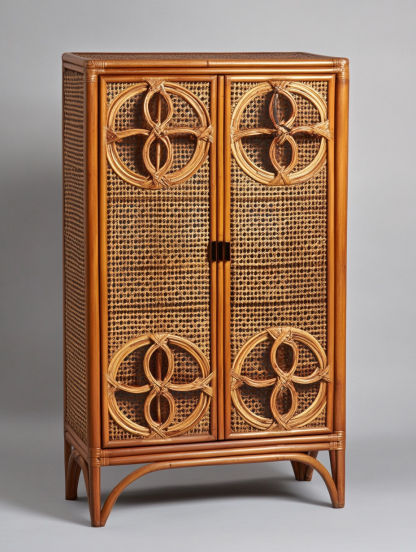Nordic solid wood sideboard, wall-mounted integrated storage cabinet, ash wood sideboard, storage cabinet, wabi-rattan woven cabinet - Image 8
