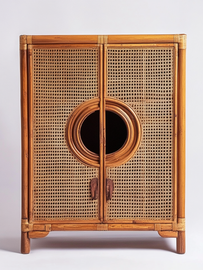 Wabi-sabi style solid wood rattan sideboard, simple and modern tea cabinet, small-sized household integrated storage cabinet - Image 8