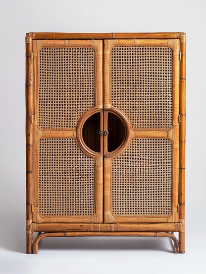 Wabi-sabi style solid wood rattan sideboard, simple and modern tea cabinet, small-sized household integrated storage cabinet - Image 7