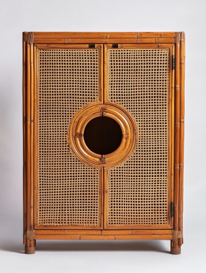 Wabi-sabi style solid wood rattan sideboard, simple and modern tea cabinet, small-sized household integrated storage cabinet - Image 6