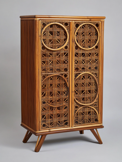 Wabi-sabi style solid wood rattan sideboard, simple and modern tea cabinet, small-sized household integrated storage cabinet - Image 7