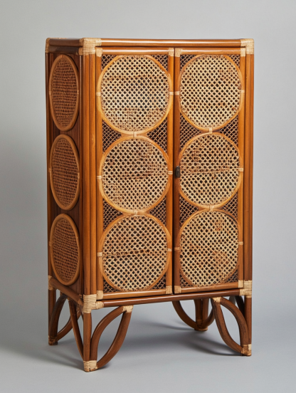 Wabi-sabi style solid wood rattan sideboard, simple and modern tea cabinet, small-sized household integrated storage cabinet - Image 6