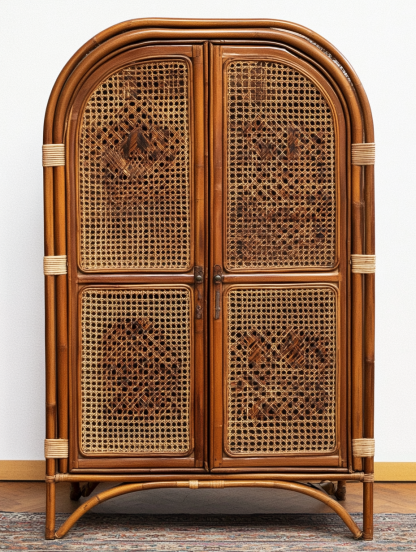 10 Wabi-sabi style solid wood rattan sideboard, simple and modern tea cabinet, small-sized household integrated storage cabinet - Image 5