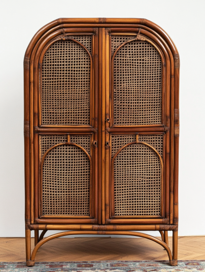 10 Wabi-sabi style solid wood rattan sideboard, simple and modern tea cabinet, small-sized household integrated storage cabinet - Image 4