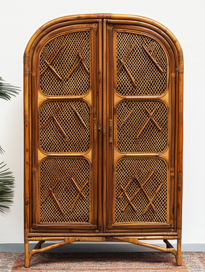 10 Wabi-sabi style solid wood rattan sideboard, simple and modern tea cabinet, small-sized household integrated storage cabinet - Image 3