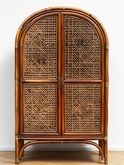10 Wabi-sabi style solid wood rattan sideboard, simple and modern tea cabinet, small-sized household integrated storage cabinet - Image 2