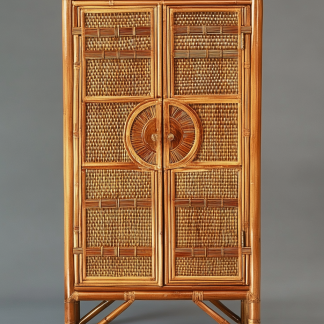 Nordic solid wood sideboard, wall-mounted integrated storage cabinet, ash wood sideboard, storage cabinet, wabi-rattan woven cabinet