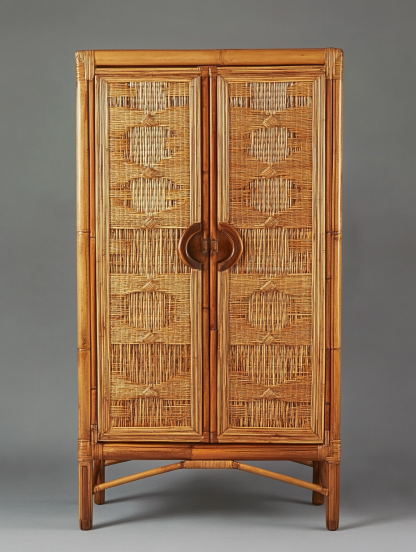 Nordic solid wood sideboard, wall-mounted integrated storage cabinet, ash wood sideboard, storage cabinet, wabi-rattan woven cabinet - Image 6